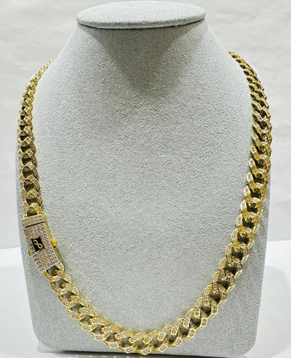 10K GOLD MONACO CZ STONE CHAIN 8.80mm 18",35.3gm