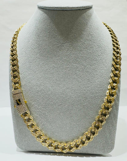 10K GOLD MONACO CZ STONE CHAIN 8.80mm 18",35.3gm