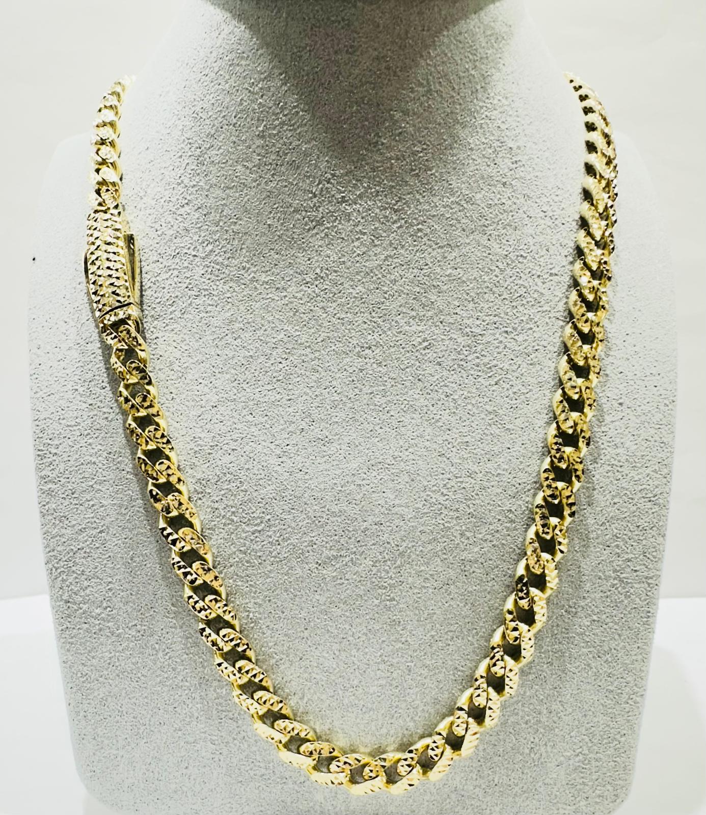 10K GOLD DIAMOND CUT MONACO CHAIN 6.68mm 22", 24.3gm