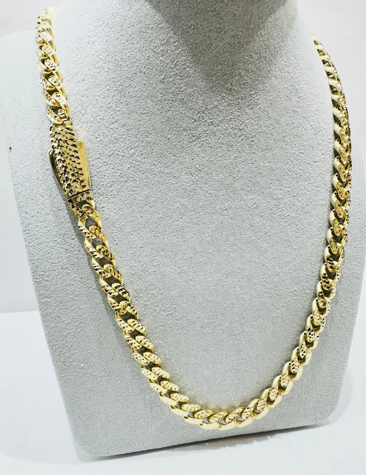 10K GOLD DIAMOND CUT MONACO CHAIN 6.68mm 22", 24.3gm