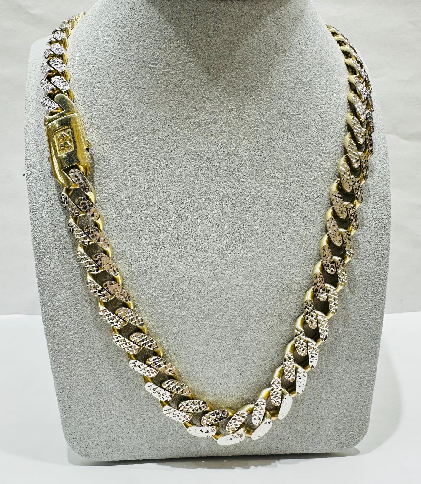 10K GOLD DIAMOND CUT MONACO CHAIN 10.10mm 20", 34.0gm