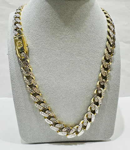 10K GOLD DIAMOND CUT MONACO CHAIN 10.10mm 20", 34.0gm