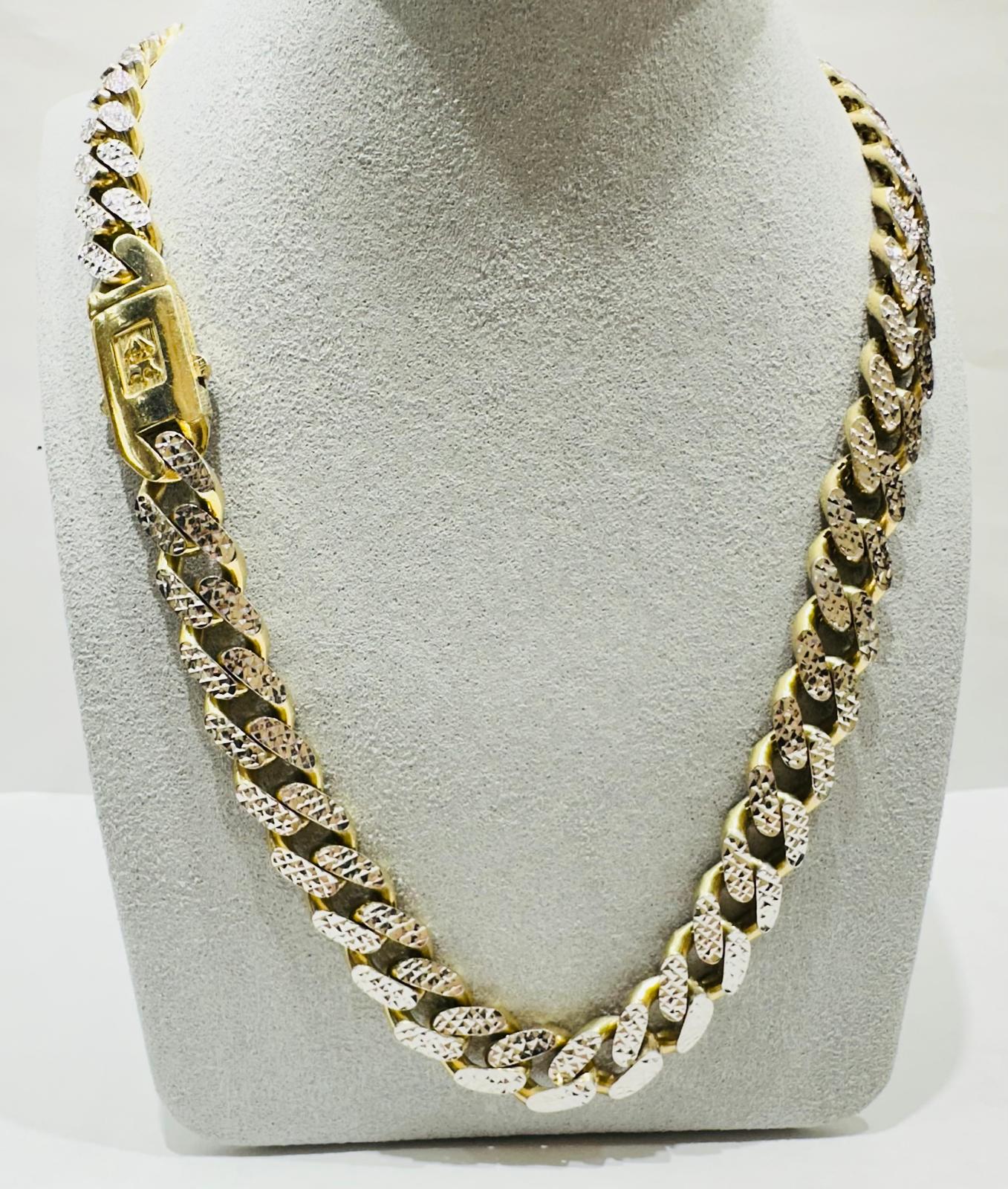 10K GOLD DIAMOND CUT MONACO CHAIN 10.10mm 20", 34.0gm