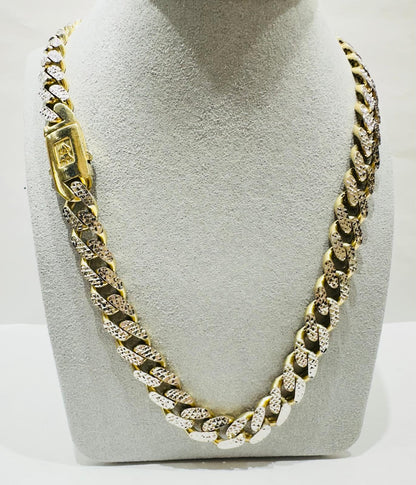 10K GOLD DIAMOND CUT MONACO CHAIN 10.10mm 20", 34.0gm