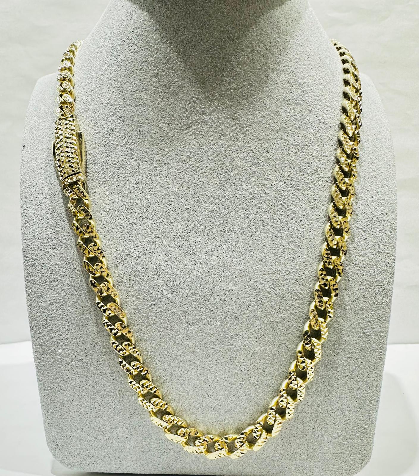 10K GOLD DIAMOND CUT MONACO CHAIN 6.68mm 22", 24.3gm