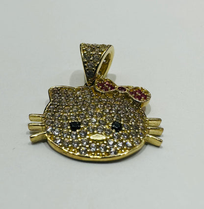 10K GOLD HELLO KITTY PENDANT WITH STONES 2 gm