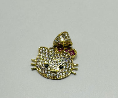 10K GOLD HELLO KITTY PENDANT WITH STONES 2 gm