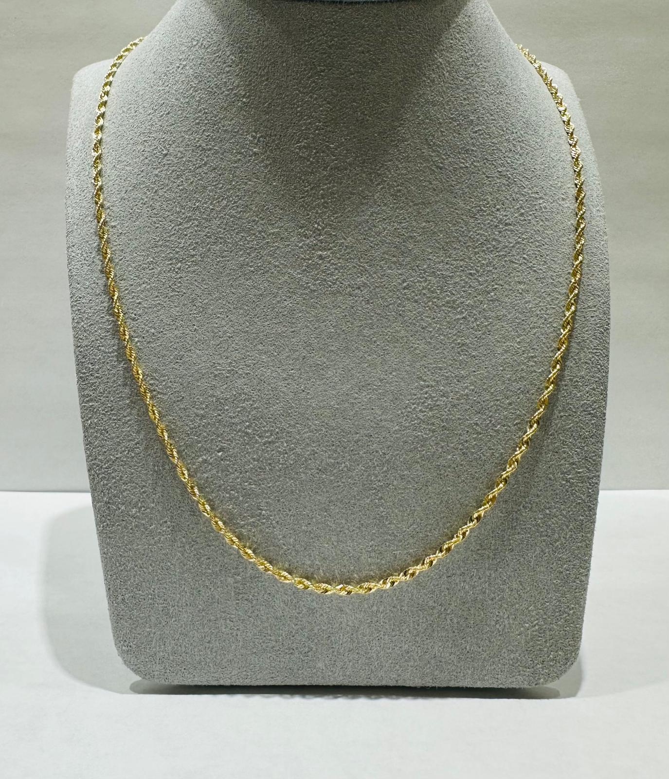 10K GOLD HOLLOW ROPE CHAIN WITH 24", WEIGHT 2.0 gm