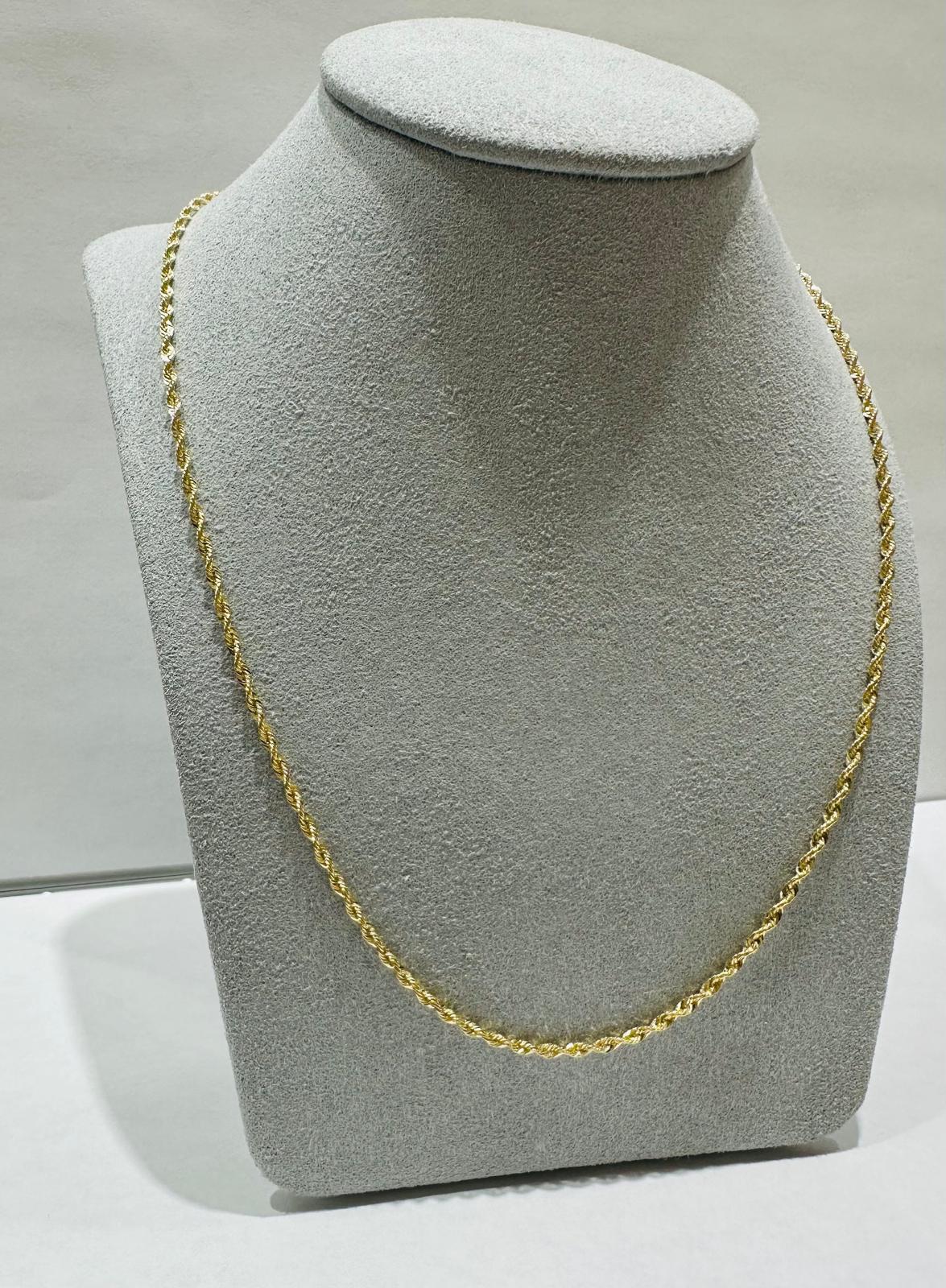 10K GOLD HOLLOW ROPE CHAIN WITH 24", WEIGHT 2.0 gm