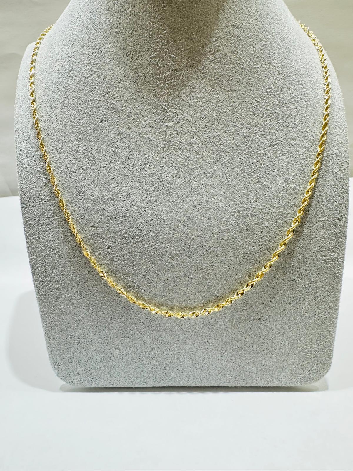 10K GOLD HOLLOW ROPE CHAIN WITH 24", WEIGHT 2.0 gm