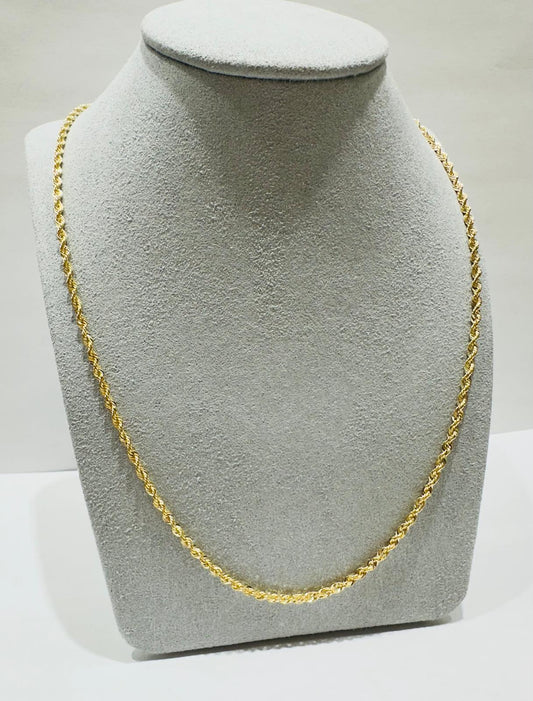 10K GOLD HOLLOW ROPE CHAIN 26", WEIGHT 2.7 gm, WIDTH 2.24 mm