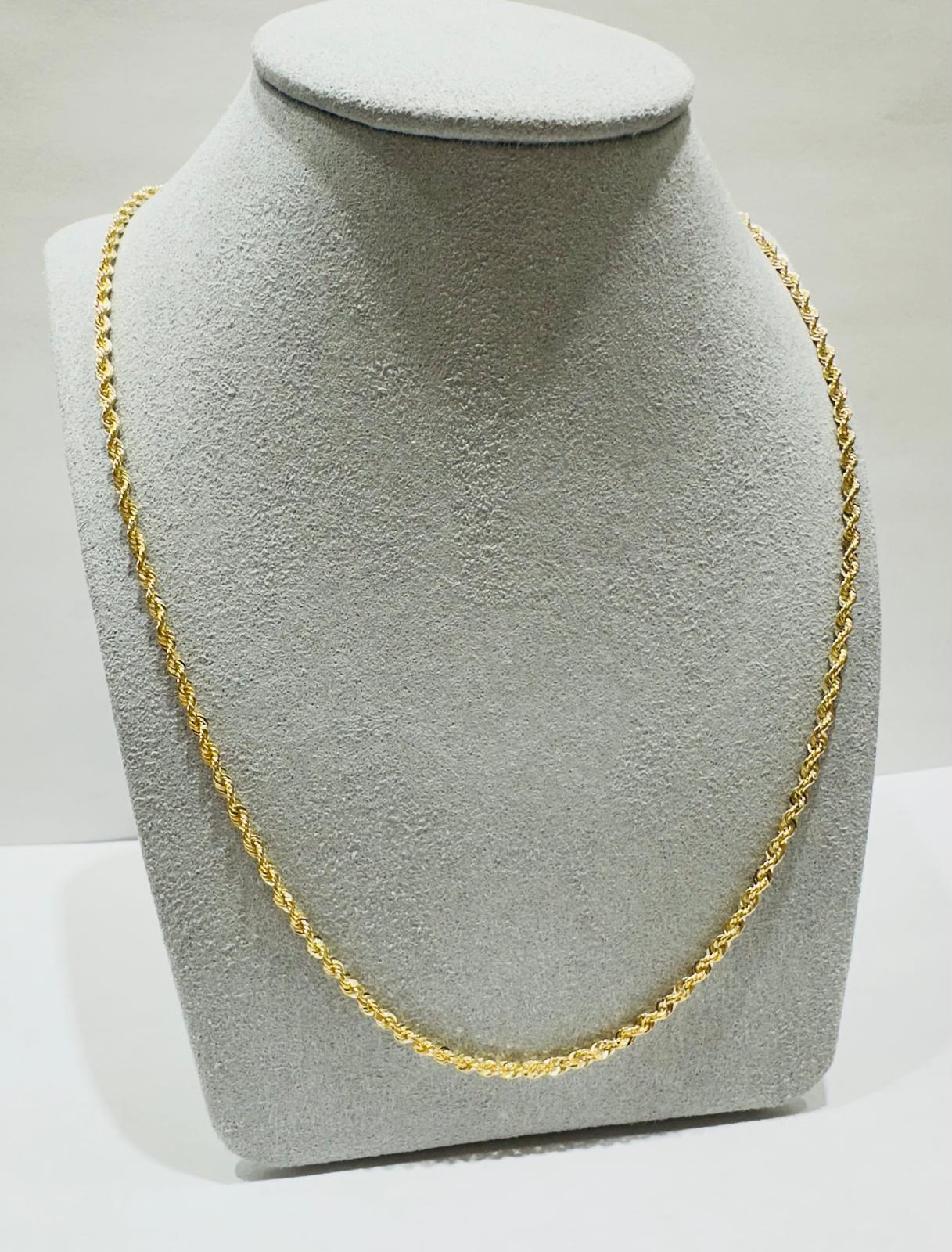 10K GOLD HOLLOW ROPE CHAIN 26", WEIGHT 2.7 gm, WIDTH 2.24 mm