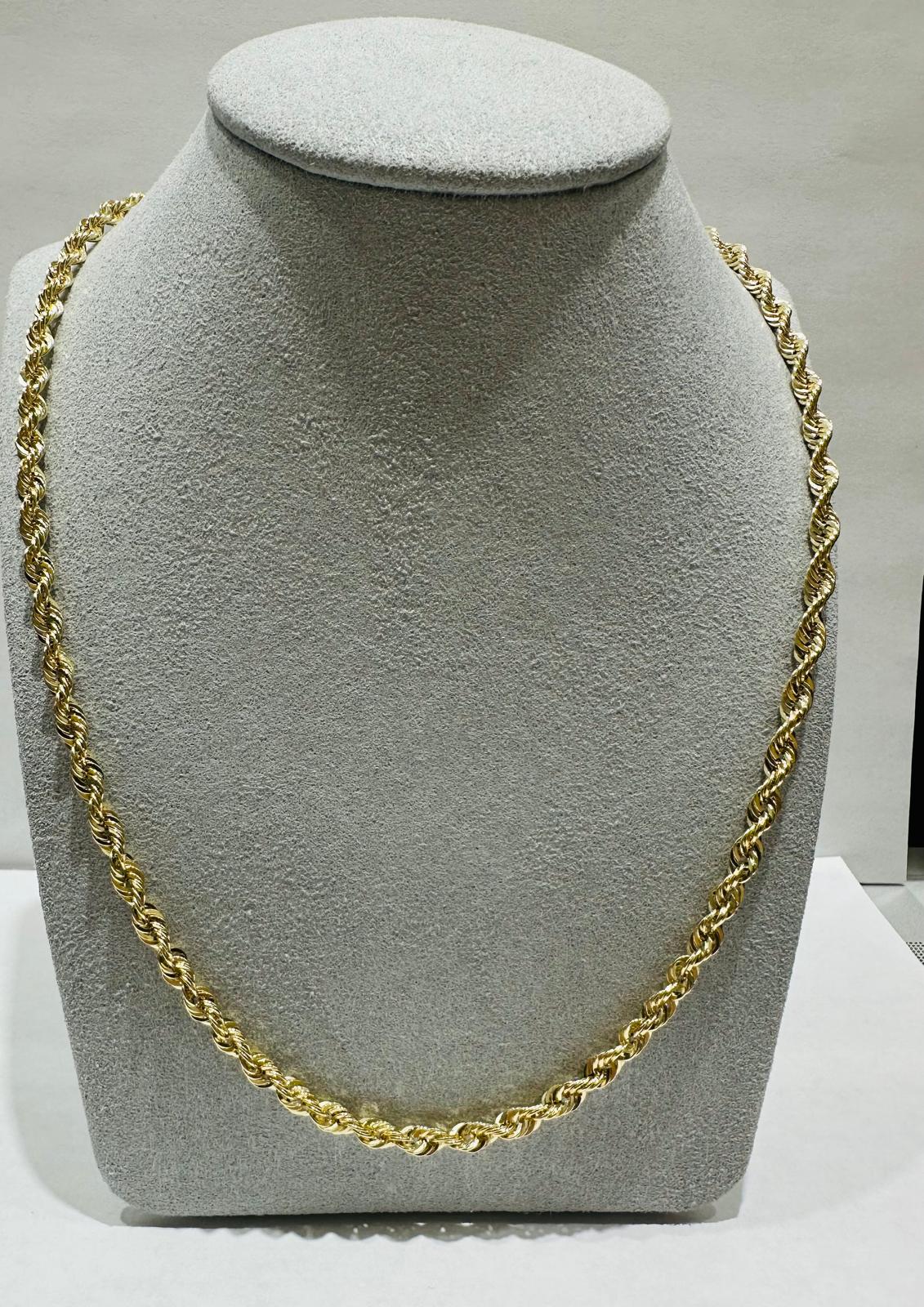 10K GOLD HOLLOW ROPE CHAIN 22", WEIGHT 5.8 gm, WIDTH 4.12 mm