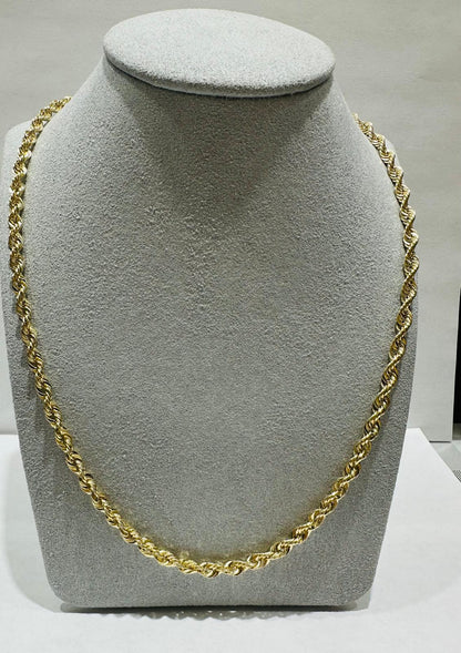 10K GOLD HOLLOW ROPE CHAIN 22", WEIGHT 5.8 gm, WIDTH 4.12 mm