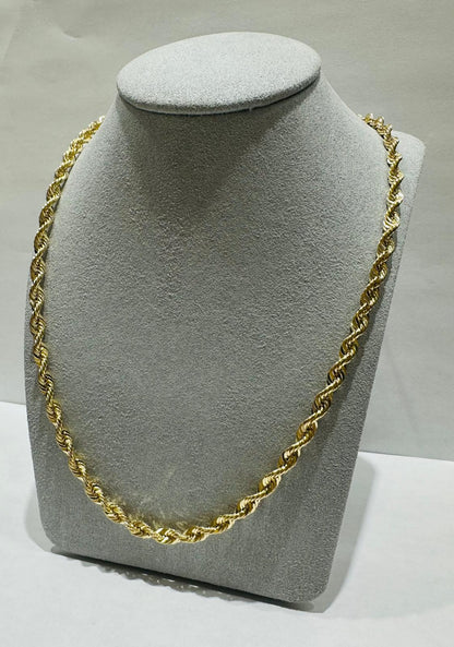 10K GOLD HOLLOW ROPE CHAIN 22", WEIGHT 8.8 gm, WIDTH 4.47 mm