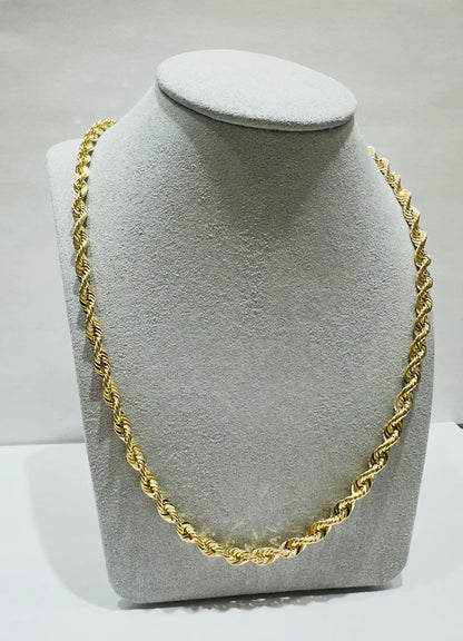 10K GOLD HOLLOW ROPE CHAIN 22", WEIGHT 8.8 gm, WIDTH 4.47 mm