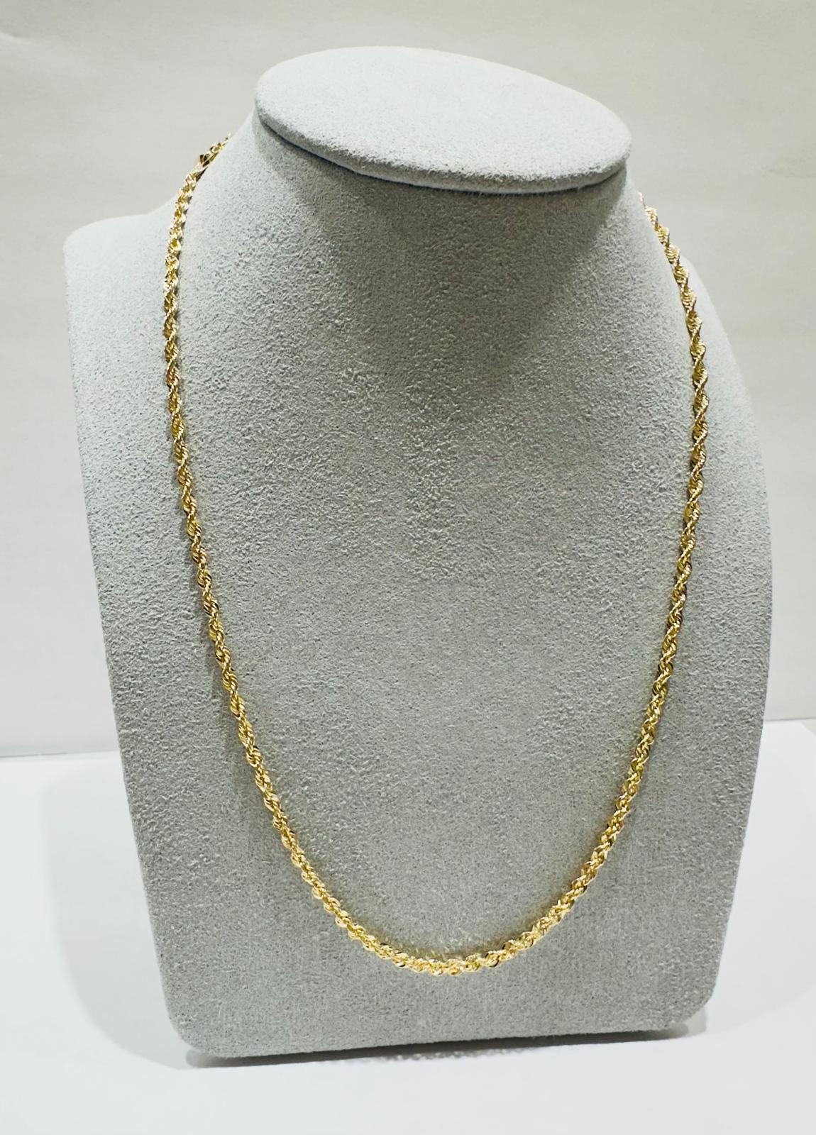 10K GOLD HOLLOW ROPE CHAIN 20", WEIGHT 2.0 gm, WIDTH 2.36 gm