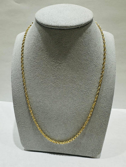 10K GOLD HOLLOW ROPE CHAIN 20", WEIGHT 2.0 gm, WIDTH 2.36 gm