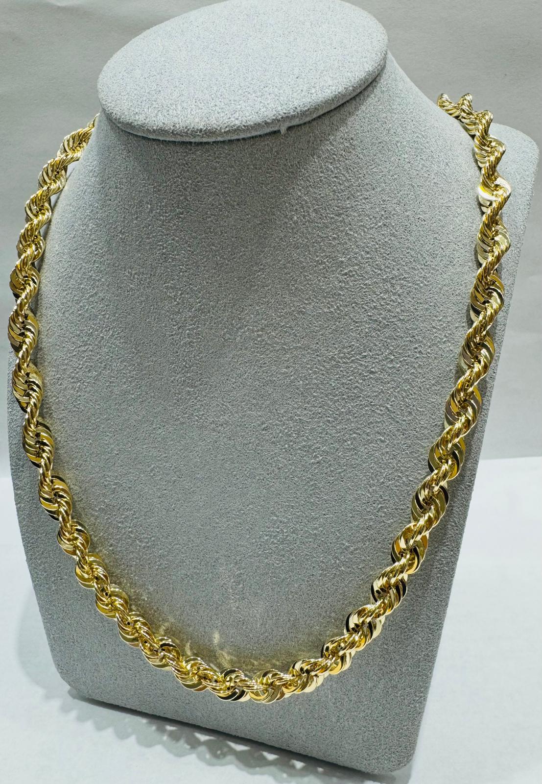 10K GOLD HOLLOW ROPE CHAIN 25", WEIGHT 20.4 gm, WIDTH 6.46 mm