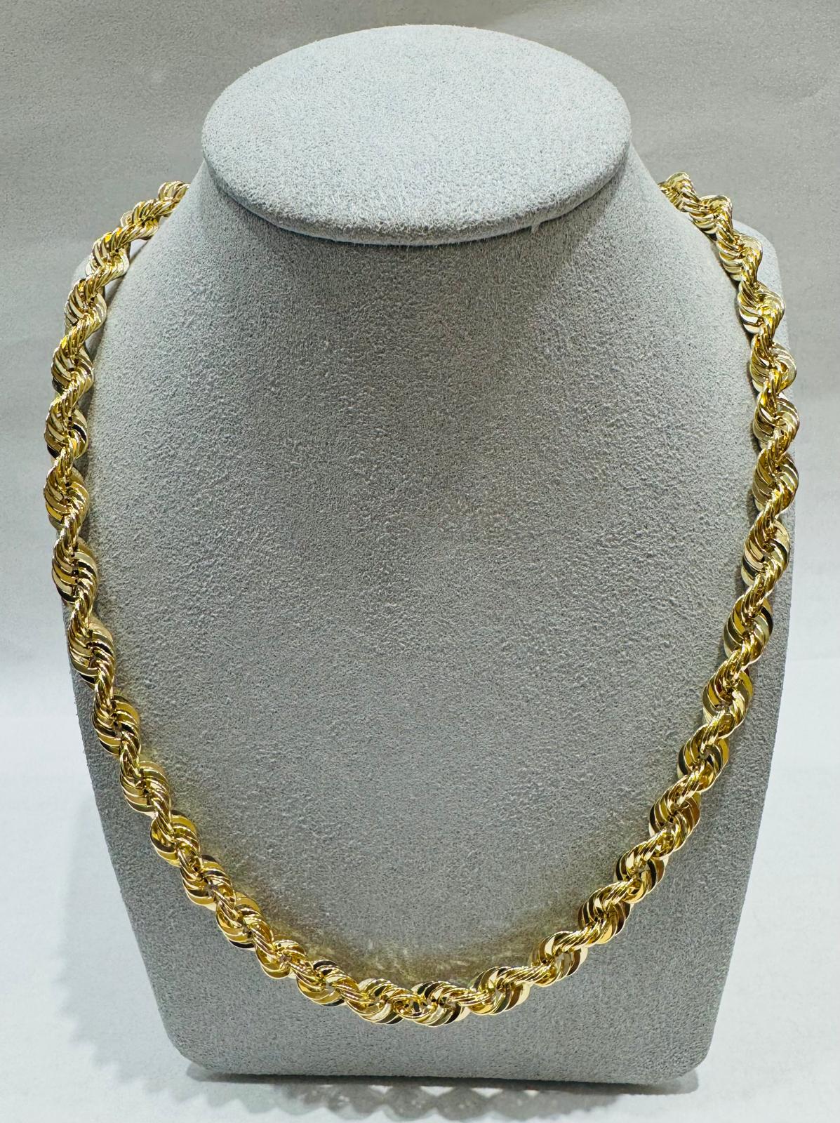 10K GOLD HOLLOW ROPE CHAIN 25", WEIGHT 20.4 gm, WIDTH 6.46 mm