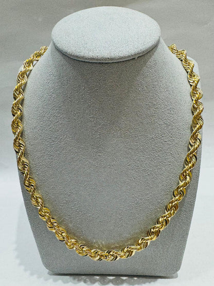10K GOLD HOLLOW ROPE CHAIN 25", WEIGHT 20.4 gm, WIDTH 6.46 mm