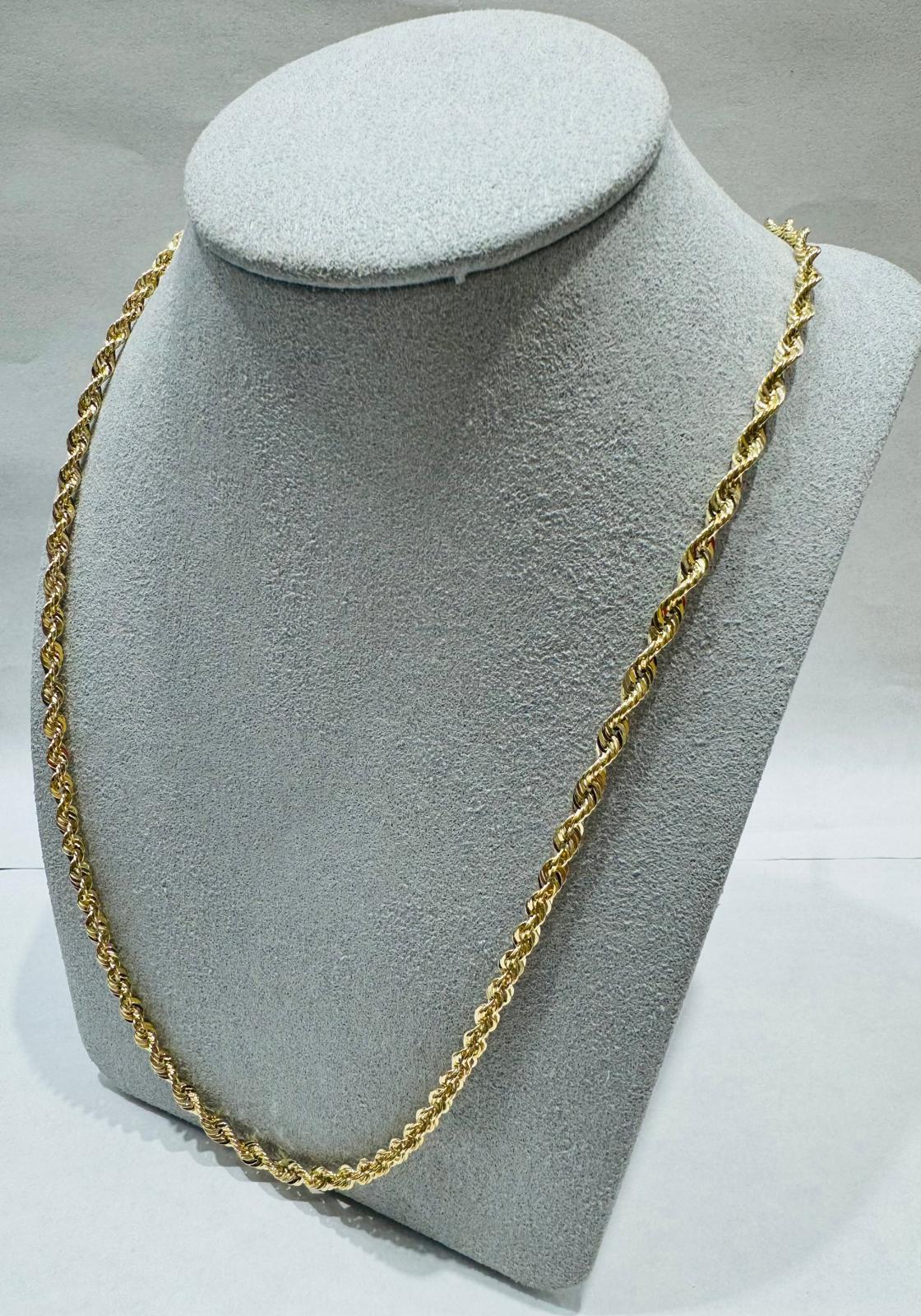 10K GOLD HOLLOW ROPE CHAIN 28", WEIGHT 6.1 gm, WIDTH 3.26 mm