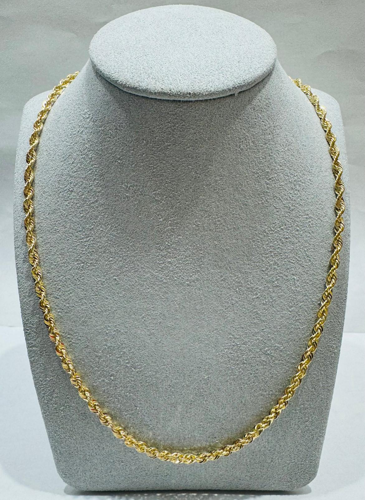 10K GOLD HOLLOW ROPE CHAIN 28", WEIGHT 6.1 gm, WIDTH 3.26 mm