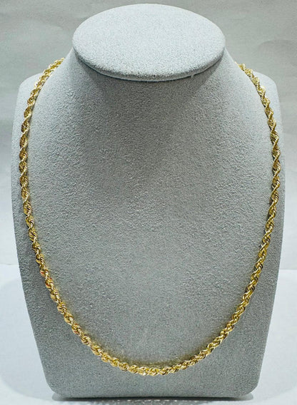 10K GOLD HOLLOW ROPE CHAIN 28", WEIGHT 6.1 gm, WIDTH 3.26 mm