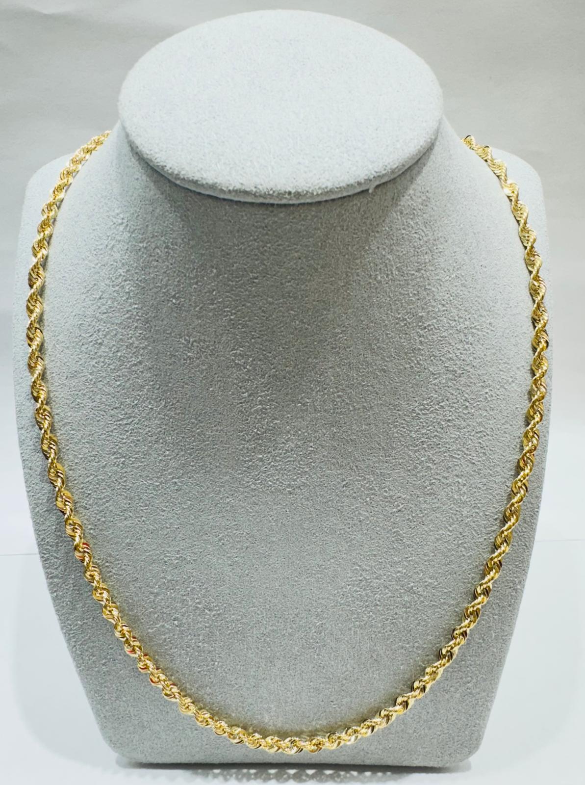 10K GOLD HOLLOW ROPE CHAIN 28", WEIGHT 6.1 gm, WIDTH 3.26 mm