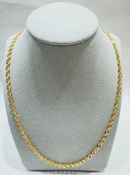 10K GOLD HOLLOW ROPE CHAIN 28", WEIGHT 6.1 gm, WIDTH 3.26 mm