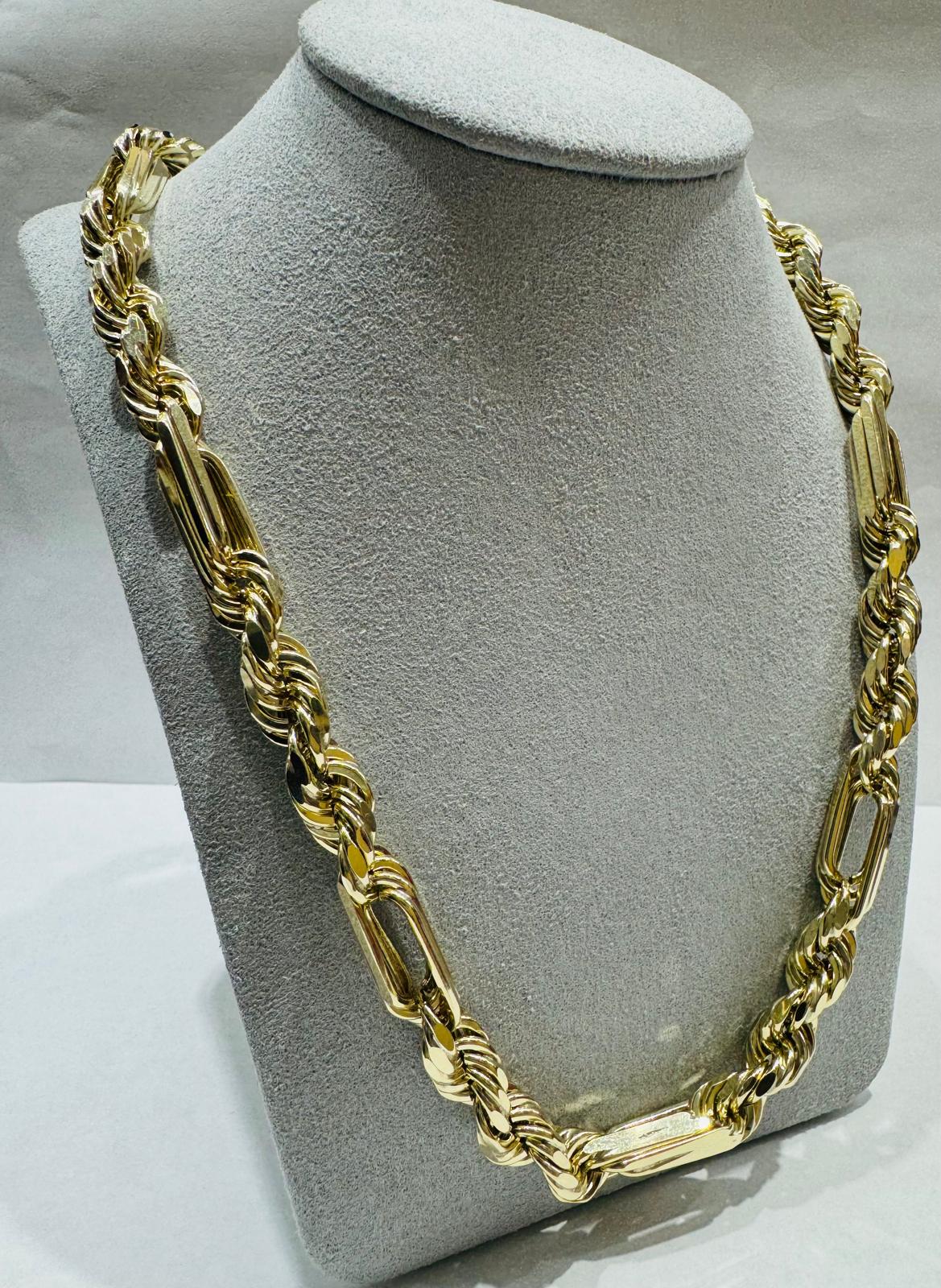 10K GOLD HOLLOW MILANO ROPE CHAIN 24", WEIGHT 52.9 gm, WIDTH 8.52 mm