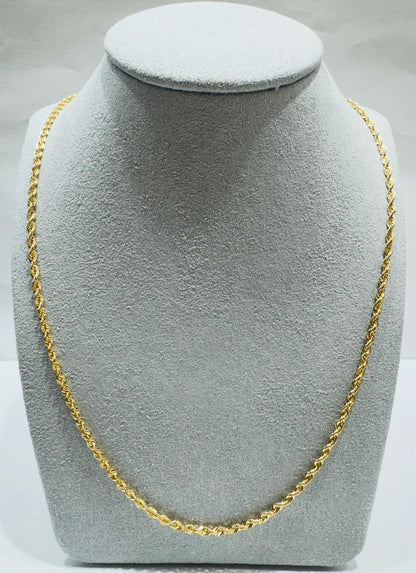 10K GOLD HOLLOW ROPE CHAIN 22", WEIGHT 2.4 gm, WIDTH 2.49 mm