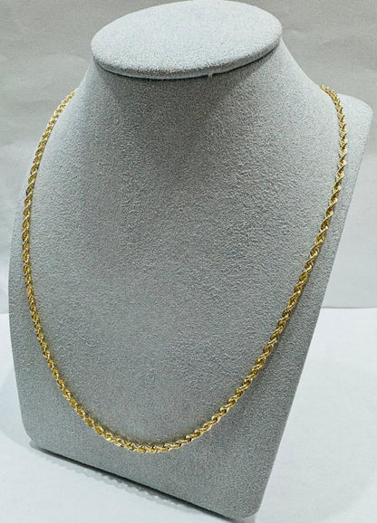 10K GOLD HOLLOW ROPE CHAIN 22", WEIGHT 2.4 gm, WIDTH 2.49 mm