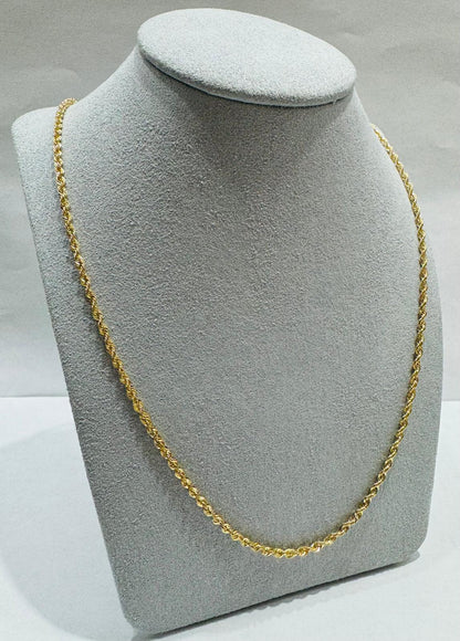 10K GOLD HOLLOW ROPE CHAIN 22", WEIGHT 2.4 gm, WIDTH 2.49 mm