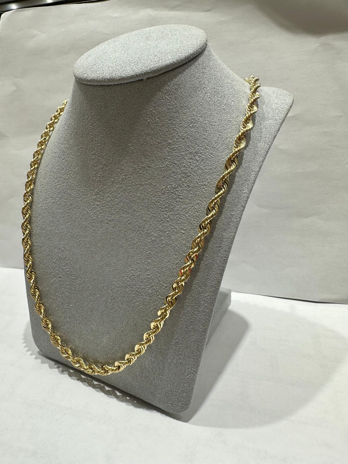 10K GOLD HOLLOW ROPE CHAIN 22" 4.55mm, 9.4gm
