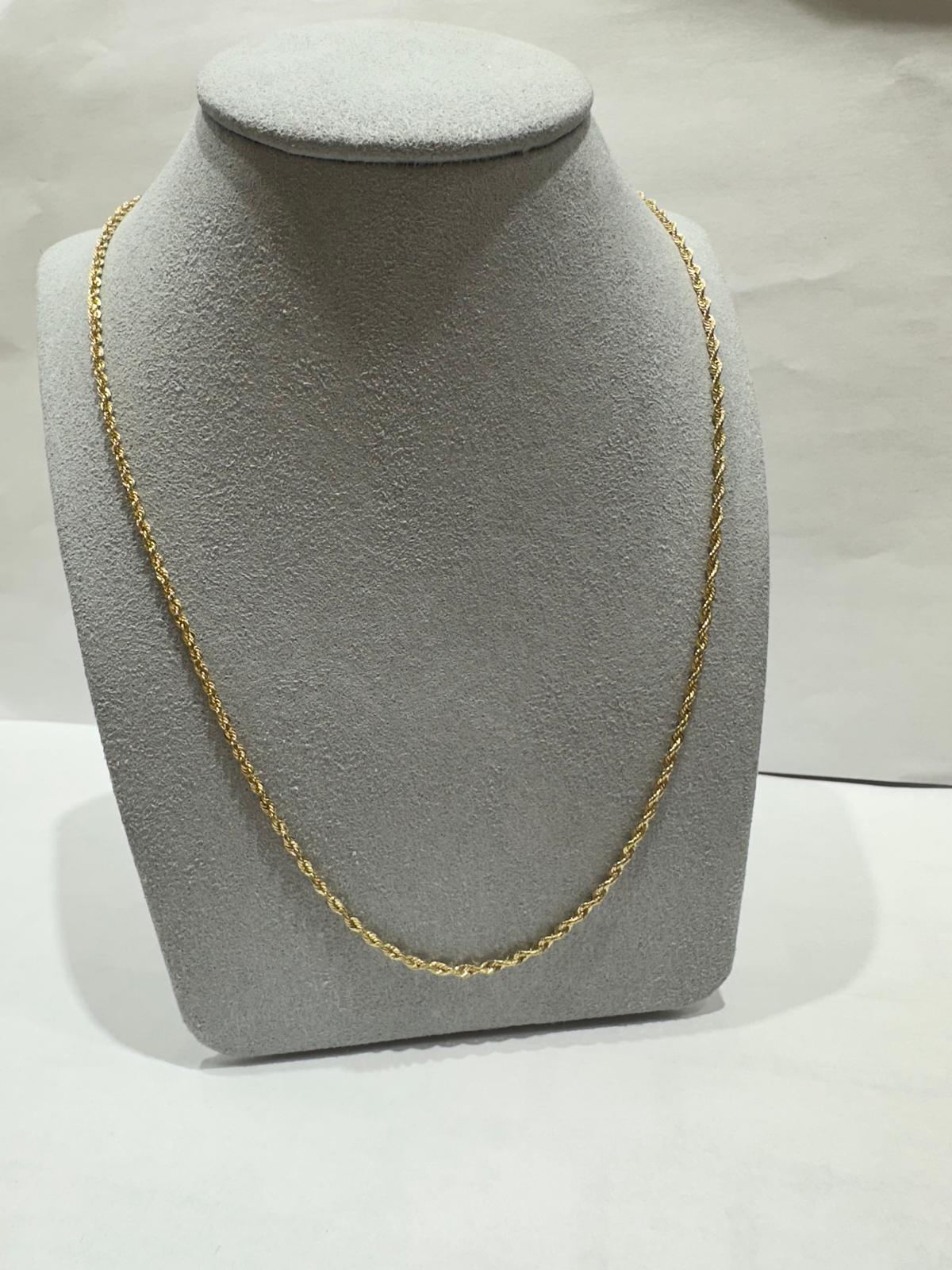 10K GOLD HOLLOW ROPE CHAIN 20" 1.6gm