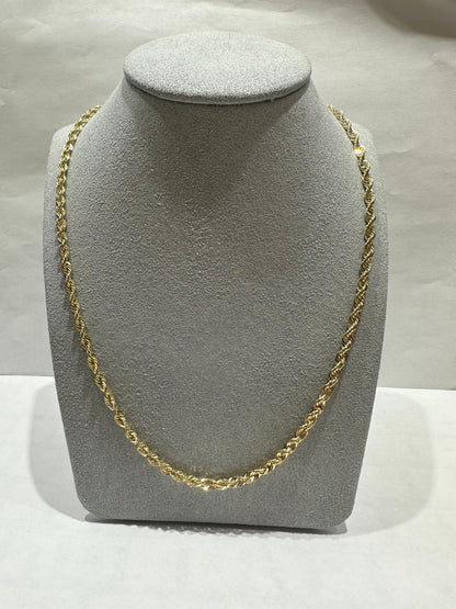 10K GOLD HOLLOW ROPE CHAIN 20" 3.22mm, 4.2gm