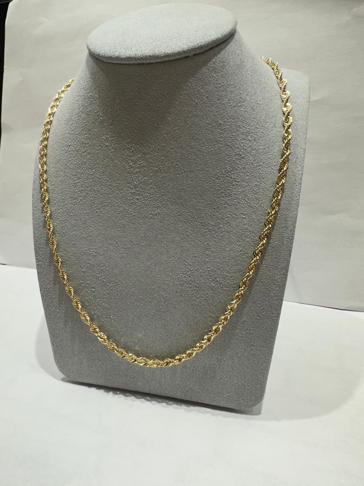 10K GOLD HOLLOW ROPE CHAIN 20" 3.22mm, 4.2gm