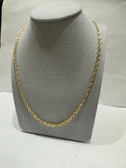10K GOLD HOLLOW ROPE CHAIN 20" 3.22mm, 4.2gm