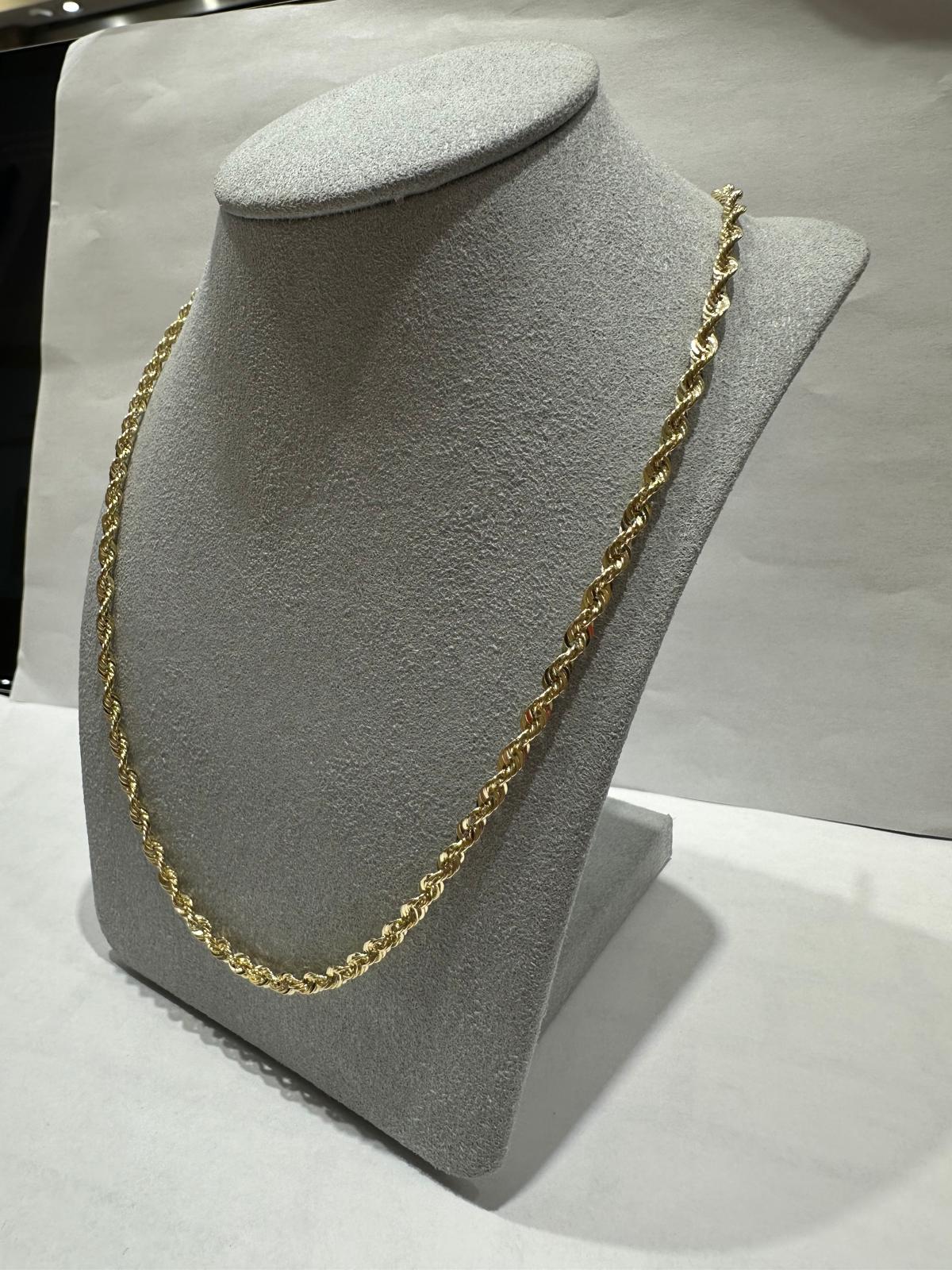 10K GOLD HOLLOW ROPE CHAIN 20" 3.22mm, 4.2gm