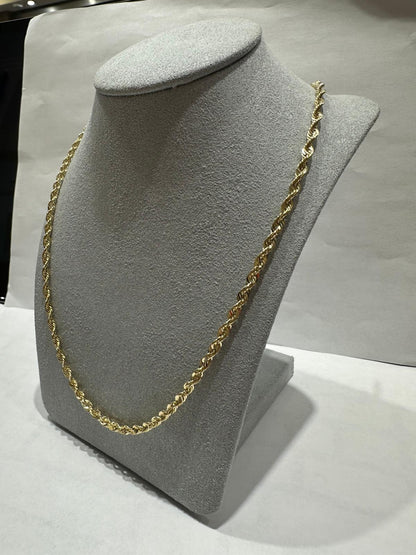 10K GOLD HOLLOW ROPE CHAIN 20" 3.22mm, 4.2gm