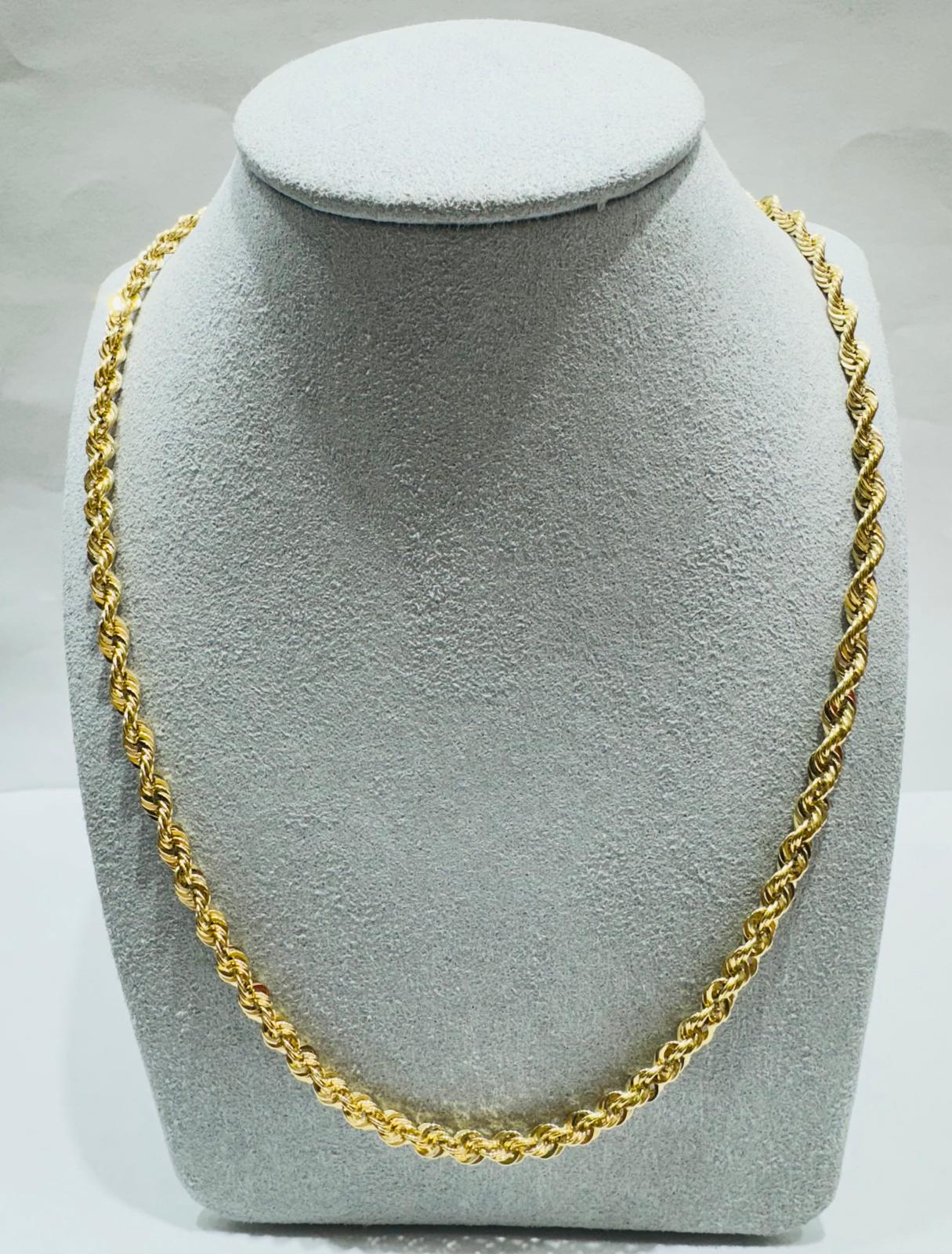 10K GOLD HOLLOW ROPE CHAIN 28", WEIGHT 7.5 gm, WIDTH 3.78 mm