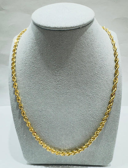 10K GOLD HOLLOW ROPE CHAIN 28", WEIGHT 7.5 gm, WIDTH 3.78 mm