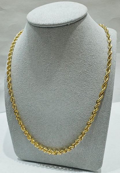 10K GOLD HOLLOW ROPE CHAIN 28", WEIGHT 7.5 gm, WIDTH 3.78 mm
