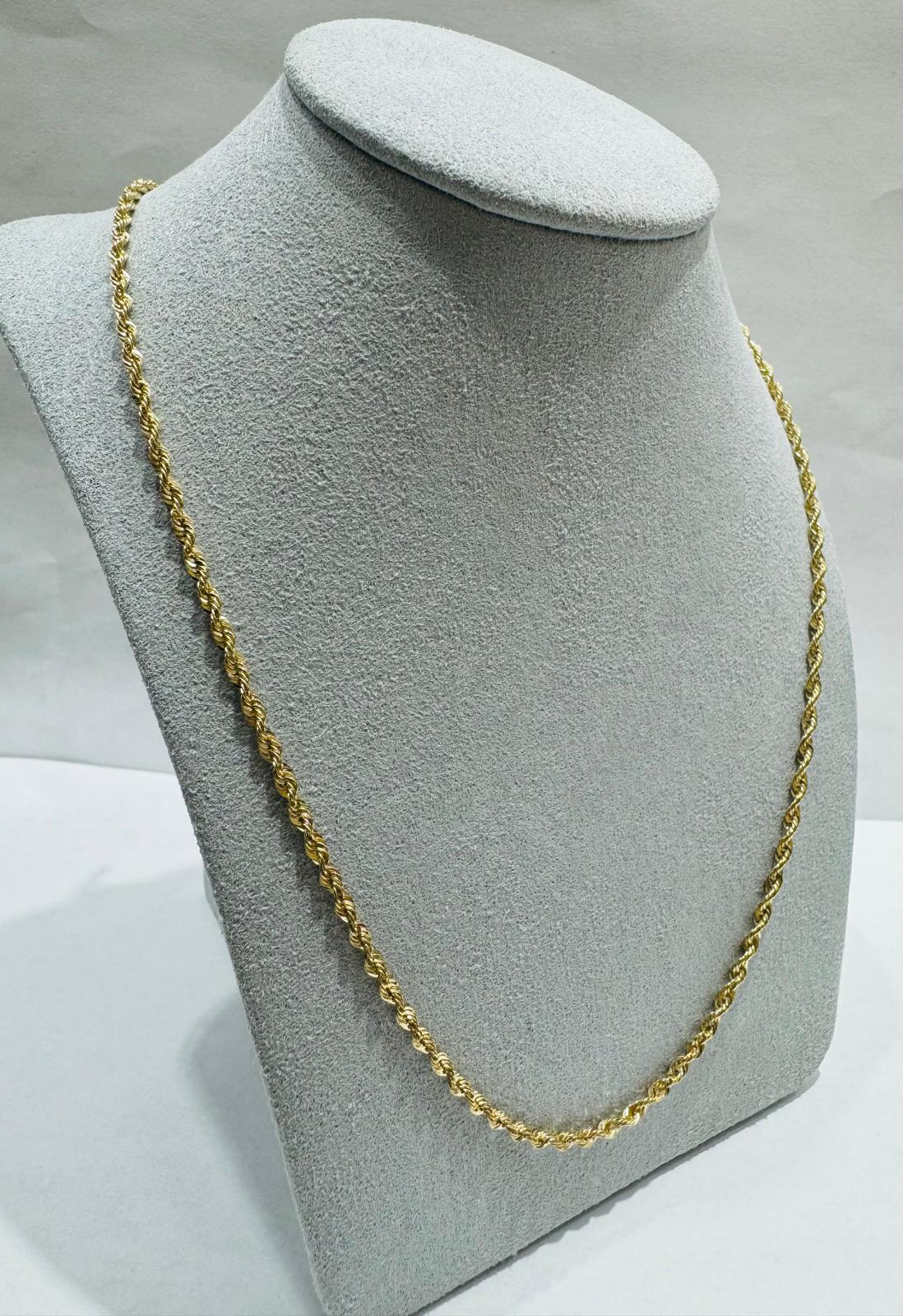 10K GOLD HOLLOW ROPE CHAIN 26", WEIGHT 2.8 gm, WIDTH 2.30 mm