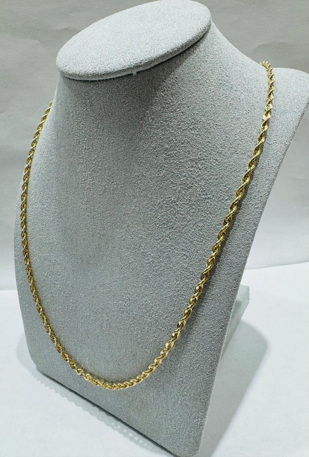 10K GOLD HOLLOW ROPE CHAIN 26", WEIGHT 2.8 gm, WIDTH 2.30 mm