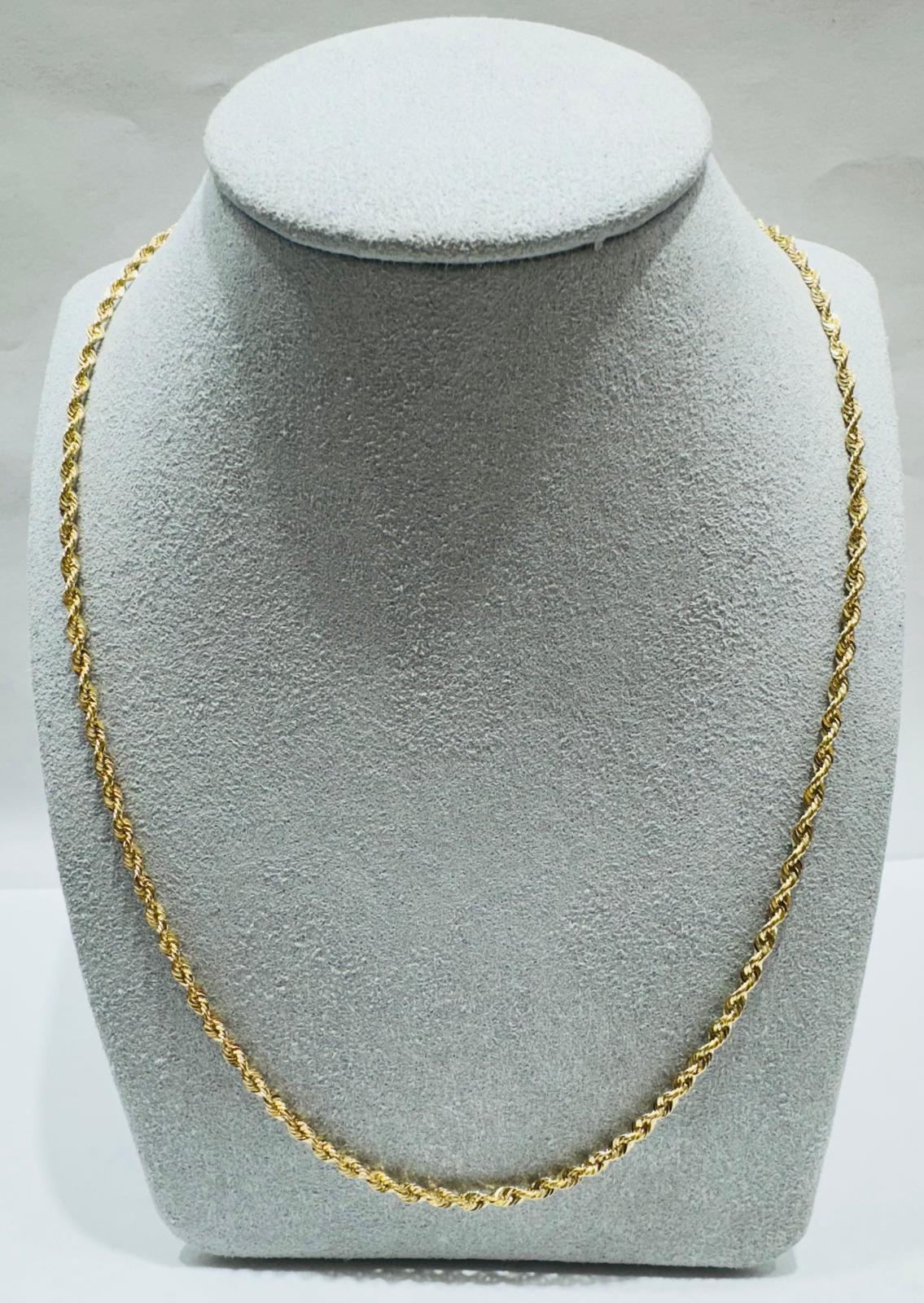 10K GOLD HOLLOW ROPE CHAIN 26", WEIGHT 2.8 gm, WIDTH 2.30 mm