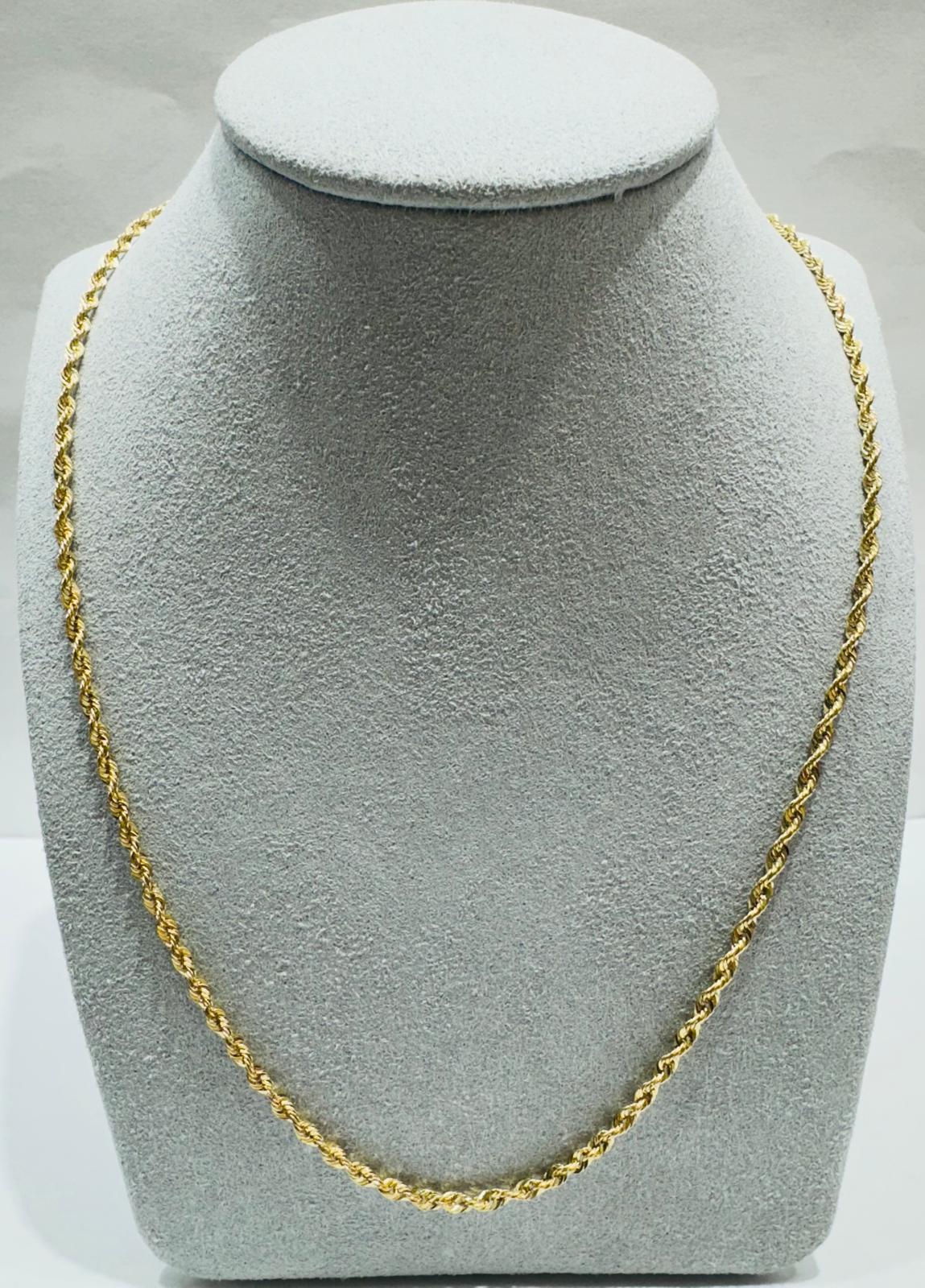 10K GOLD HOLLOW ROPE CHAIN 26", WEIGHT 2.8 gm, WIDTH 2.30 mm