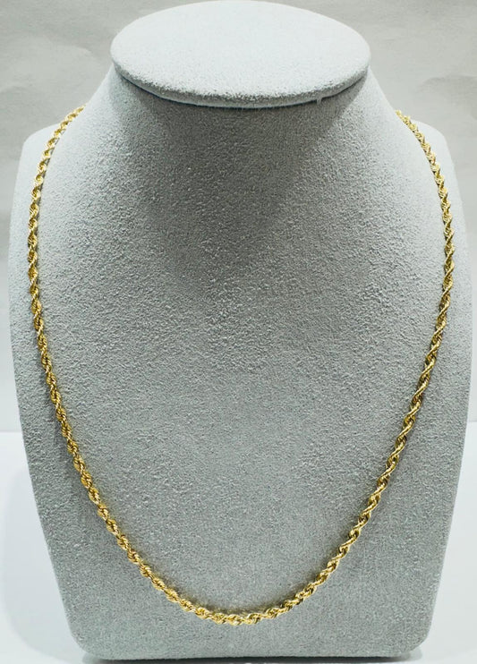 10K GOLD HOLLOW ROPE CHAIN 26", WEIGHT 2.8 gm, WIDTH 2.30 mm