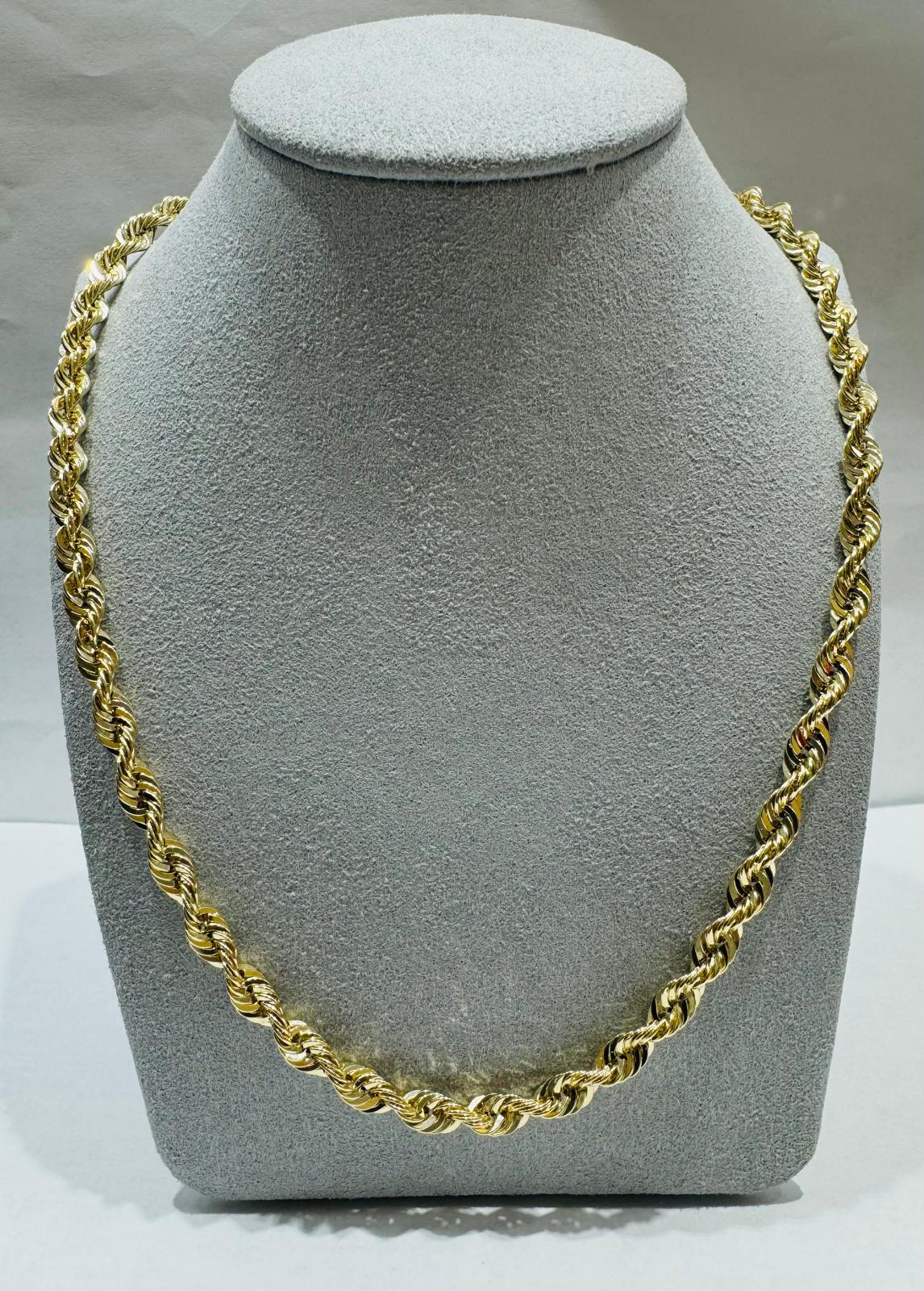 10K GOLD HOLLOW ROPE CHAIN 20", WEIGHT 10.6 gm, WIDTH 5.40 mm